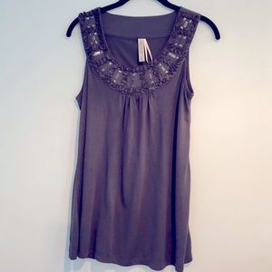 KISCHE Embellished Charcoal Gray Top